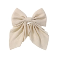 Elegante fermaglio per capelli con grande fiocco in raso avorio per donne e ragazze - Beige Brillantini (8)