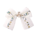 Fermaglio per capelli stile principessa in pizzo bianco con fiori gialli e perle - Stampa Floreale Gialla (3)