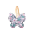 Double-layered floral butterfly hair clip with white pearls and a gold BB clip for girls - Fresh Floral Style