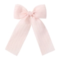Barrette à cheveux rose en coton et lin avec longs rubans élégants pour petite fille - Style Plissé Rose Doux (11)
