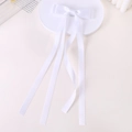 Elegante pinza para el pelo con lazo doble de satén blanco y cintas largas en bandeja - Blanco (18)