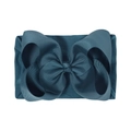 Dark teal infant nylon headband featuring a large grosgrain ribbon bow decoration - Dark Teal (338-051)