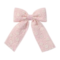 Barrette à cheveux rose avec broderie florale blanche pour petites filles - Rose (11)