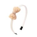 Off-white fabric headband for girls with a light apricot crochet bow decoration - Beige