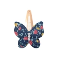 Blue floral butterfly hair clip for girls with pearl accents and rose gold snap clip - Dark Blue Floral Style