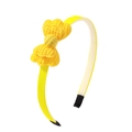 Cute macaron yellow fabric headband with double-layered lace bow for girls - Bright yellow