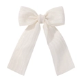Pince à cheveux nœud blanc en coton et lin avec rayures texturées pour petites filles - Style Rayé Blanc Cassé (21)
