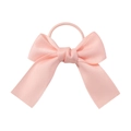 Charming pink satin bow hair tie for girls, stylish solid color princess hair accessory - Pink