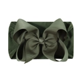Deep green baby nylon headband featuring a large jacquard bow and soft elastic fabric - Deep Green (569-031)