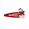 Barrette de Noël bonhomme de neige avec base en métal rouge et design festif unique - Style Bonhomme de Neige (1)
