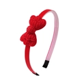 Kids sweet headband with vibrant red crochet double-layered candy bow design - Red