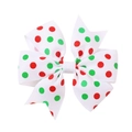 Fiocco per capelli natalizio con pois rossi e verdi su nastro in gros-grain bianco - Stile A Pois Rossi E Verdi (1)