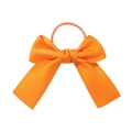 Vibrant orange ribbon bow hair tie for girls made of smooth satin and elastic band - Orange
