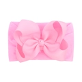 Diadema de nailon rosa suave para bebé con un gran lazo de cinta de grosgrain fina - Rosa (123-016)