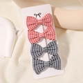 Détails d'un lot de quatre barrettes à carreaux rouges et noirs avec nœuds pour filles - 4E