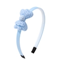 Light blue macaron hairband featuring a 3D double-layered lace bow and satin finish - Light Blue