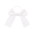 Classic pure white swallowtail bow hair tie for girls made of durable ribbed fabric - Pure White