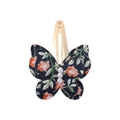 Double-layer floral butterfly hair clip for kids with three white pearl accents - Orange Floral