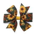 Fiocco per capelli verde con girasoli e foglie di acero per il Ringraziamento - Girasole Verde Scuro (1)