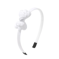 Elegant white lace bow headband for kids featuring intricate macaron-inspired fabrics - White