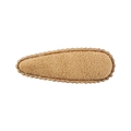 Plush teardrop snap hair clip in khaki brown with detailed wavy stitched edges - Khaki (2)