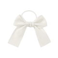 Elegant white satin swallowtail bow hair tie for girls made of smooth polyester fabric - White (21)