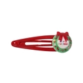 Barrette de Noël rouge avec couronne de fête verte et texte Merry Christmas - Style Couronne de Noël (5)