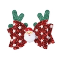 Sparkly Christmas hair clip featuring glittery reindeer antlers and Santa Claus figure - Red Glitter Santa (4)