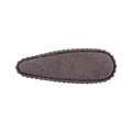 Scalloped edge waterdrop snap hair clip in dark gray matte plush fabric for girls - Dark Grey (5)