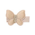 Elegante molletta a farfalla in velluto beige con glitter dorati per bambine piccole - Beige