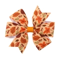 Fiocco per capelli autunnale per bambini con foglie di acero e motivi di ghiande - Foglie d'Autunno Ghianda Arancione (3)