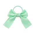 Elegant mint green satin swallowtail bow hair tie with silky fabric and elastic band - Mint Green