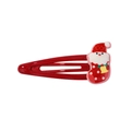 Pince à cheveux rouge en métal avec un adorable Père Noël dans une chaussette de Noël - Style Chaussette & Père Noël (7)