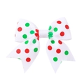 Nœud de cheveux de Noël en ruban gros-grain blanc avec pois rouges et verts festifs - Pois Rouges Verts (1)