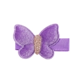 Fermaglio per capelli a farfalla viola glitterata con tessuto e base in metallo - Viola