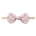 Floral print baby bow headband in soft pink fabric with high elastic nylon band - Pink Floral (6)