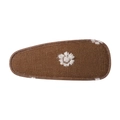 Pinza para el pelo de tela marrón con bordado de flores blancas para niñas pequeñas - Marrón(06)