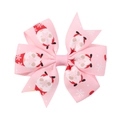 Fermaglio per capelli rosa con fiocco in nastro e motivo di gnomi natalizi per bambine - Stile Gnomo Di Natale E Fiocco Di Neve Rosa (7)