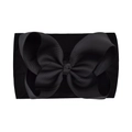 Black 6.3 inch jacquard bow nylon headband for babies with elastic texture - Black (030-001)