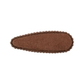 Children's dark brown felt teardrop hair clip with elegant scalloped wave edges - Dark Brown (9)