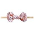 Detail of baby headband with high-elastic yellow nylon and floral pumpkin bow print - Pumpkin Floral (7)
