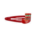 Barrette de Noël en métal rouge avec décoration de chaussette et texte festif - Style Chaussette de Noël (9)