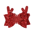 Pince à cheveux de Noël avec nœud rouge pailleté, bois de renne et détail de flocon - Flocon Bois Rouges (6)
