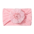 Dettaglio di una fascia rosa per neonati in nylon morbido con un grande fiore fatto a mano - Rosa Ciliegia (90)