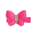 Fermaglio a farfalla in velluto rosa con paillettes dorate e nastro per ragazze - Rosa Rosso
