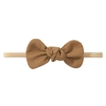 Brown fabric bow headband with elastic nude band for infants and toddlers - Brown Solid (8)