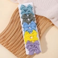 Set di 5 fermagli per capelli a fiocco a righe per bambine in tessuto waffle - Serie Colori Brillanti
