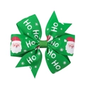 Fermaglio natalizio con fiocco in nastro grosgrain verde e stampa Babbo Natale e neve - Stile Babbo Natale Verde HO HO (9)
