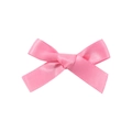 Detailed view of handmade pink satin ribbon bow hair clip with smooth glossy texture - Soft Pink (13)