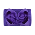 Soft purple nylon baby headband featuring a double-layered textured ribbed bow design - Purple (470-015)
